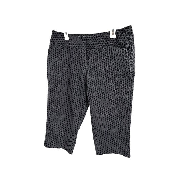 Worthington Womens 12 Black White Geometric Capri Pants Stretch Career Work - Picture 1 of 5